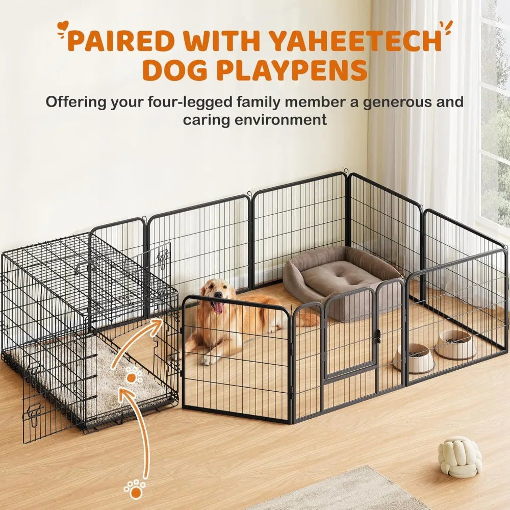 Yaheetech Collapsible Double Door Dog Crate With Removable Tray