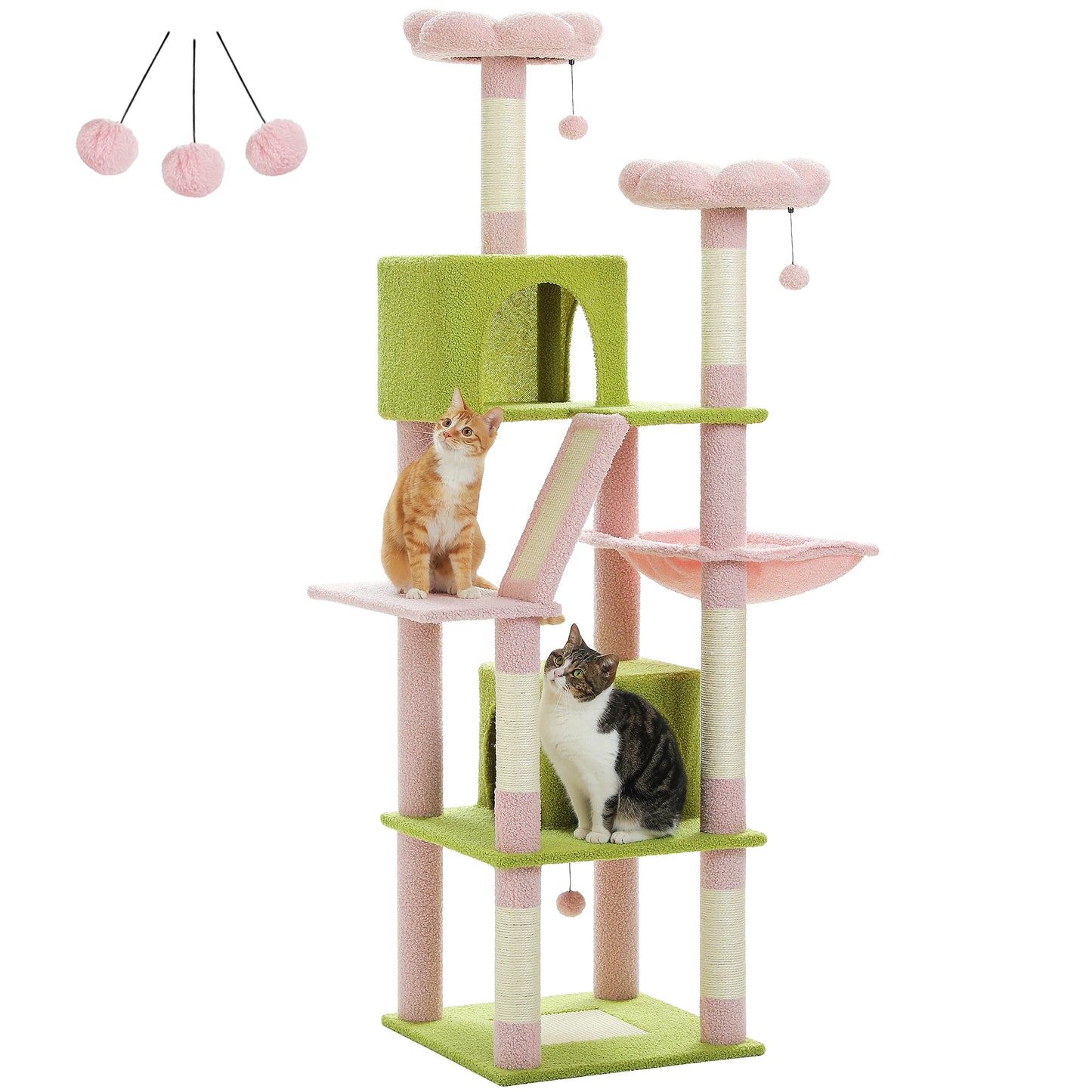 PAWZ Road Five Level Cat Tree Plush Cat Condo With Scratching Posts