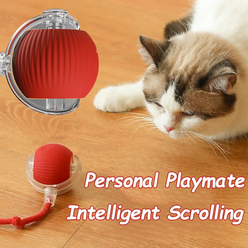 Cat Interactive Ball Toy Automatic Rolling Faux Tail Rechargeable