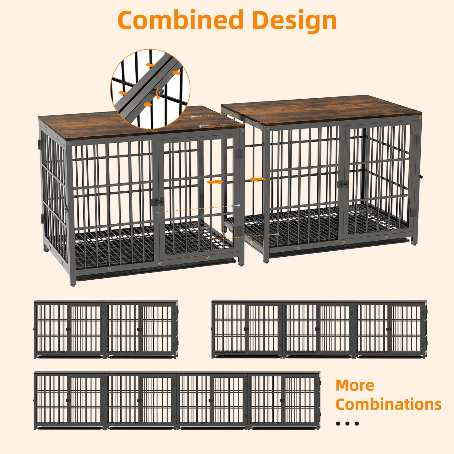 BORWART Wooden Elevated Dog Crate End Table Kennel