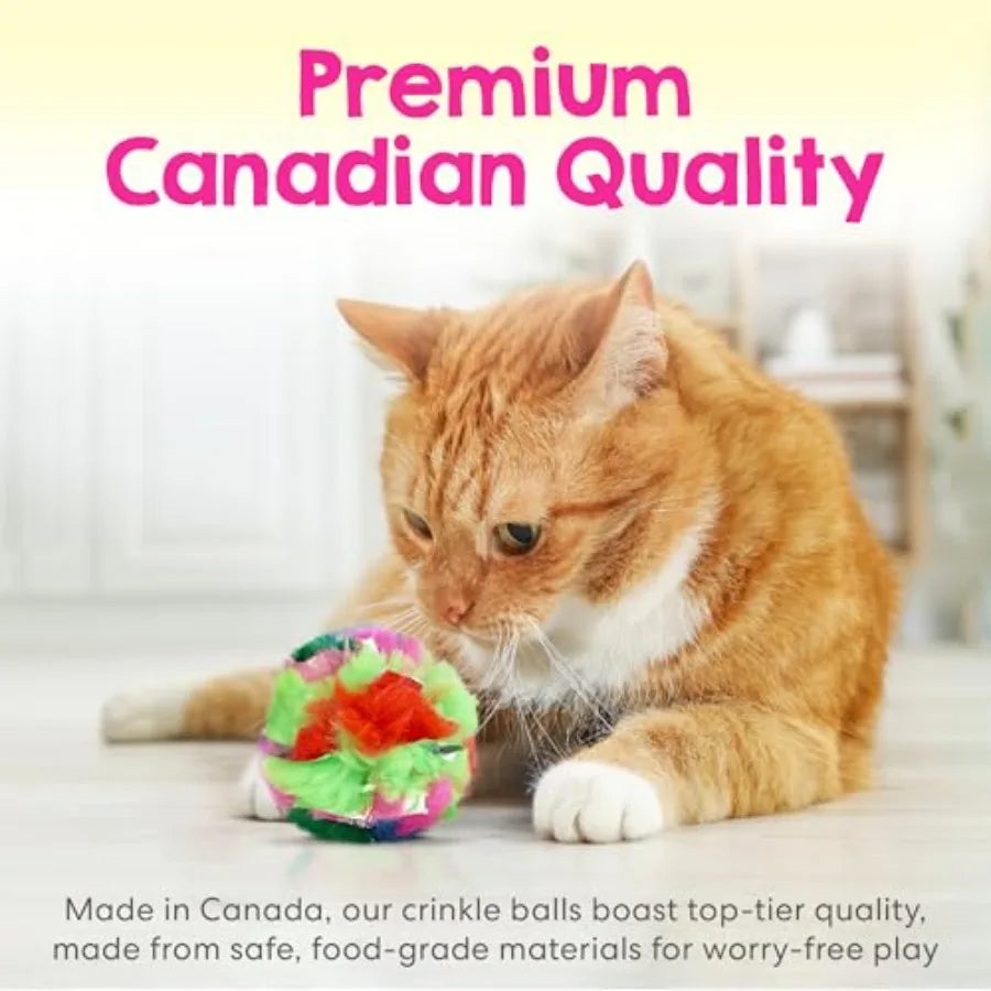 Crinkle Balls Interactive Indoor Cat Toy Safe Lightweight 12 Pack