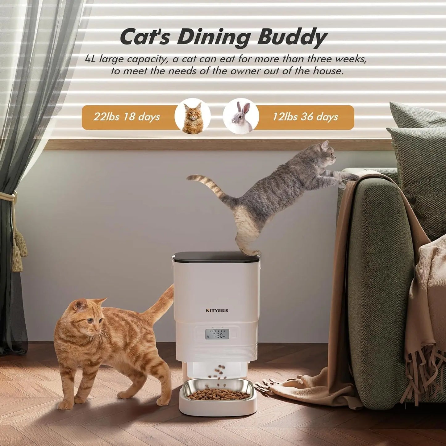 Nityers Automatic Cat Feeder With Timer And Voice Recorder