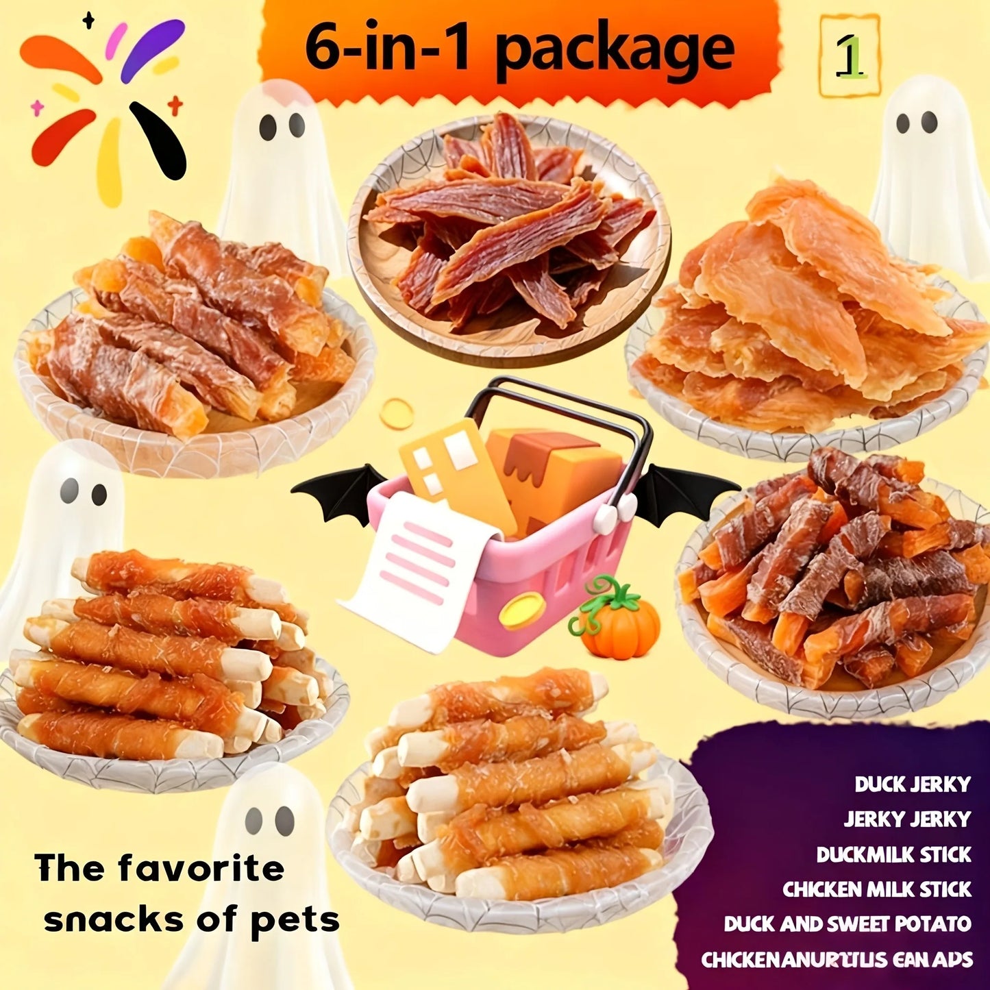 Helety Mixed Flavor Duck Jerky Chicken Milk Jerky Dog Treats