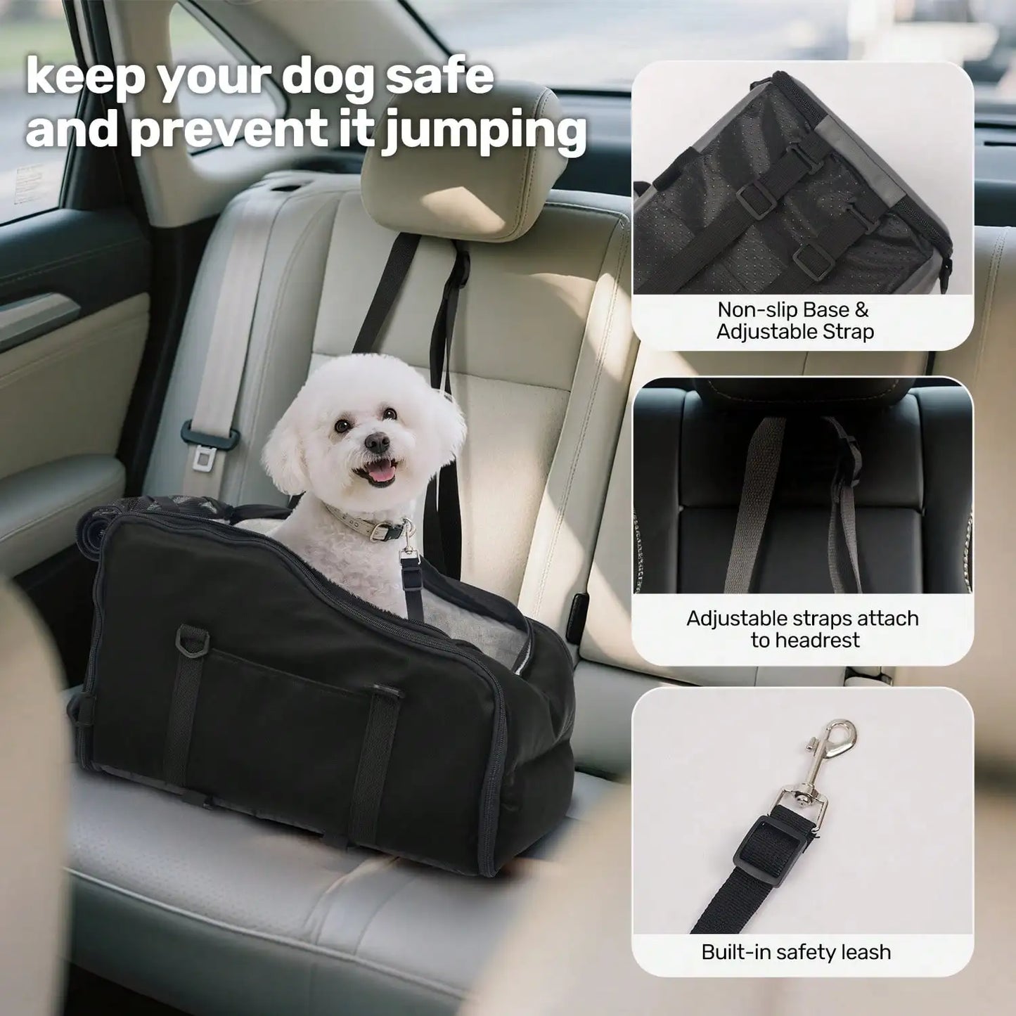 Center Console Pet Car Seat Carrier For Small Dogs Cats