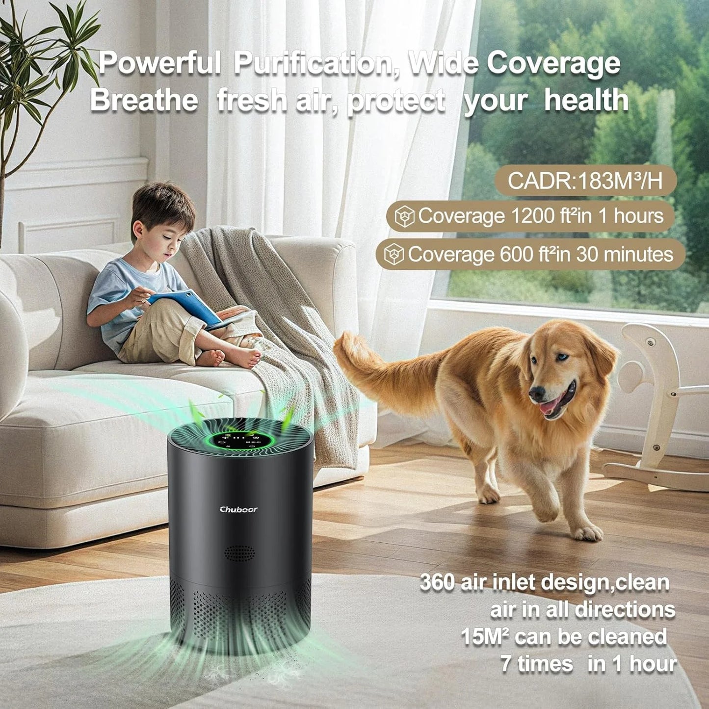 Chuboor H13 True HEPA Air Purifier For Home Tuya App
