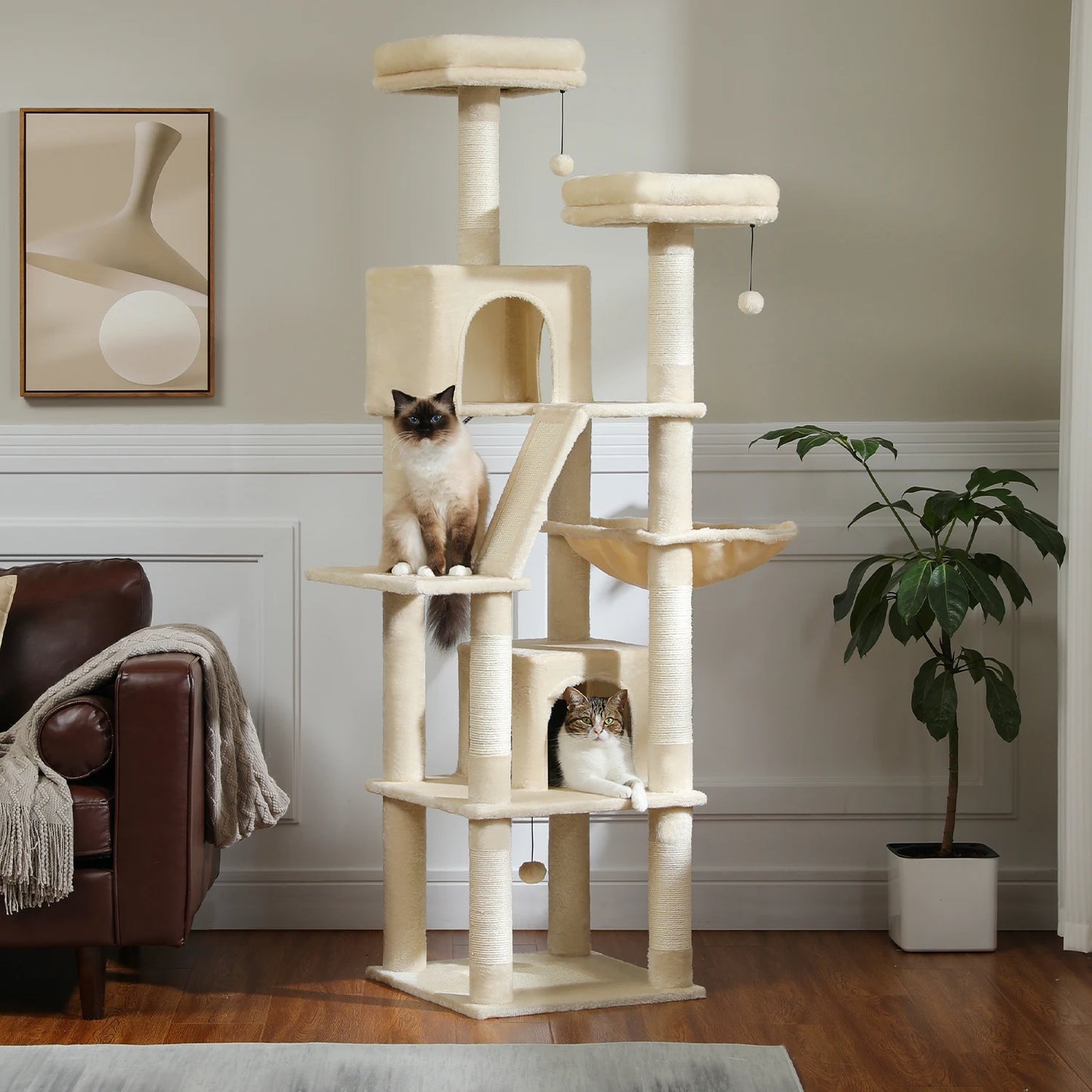 PAWZ Road Five Level Cat Tree Plush Cat Condo With Scratching Posts