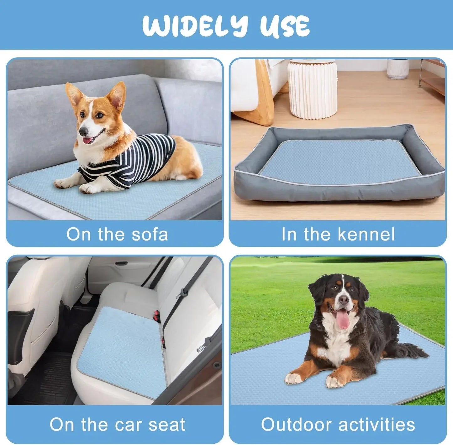Self Cooling Dog Mat Ice Silk Pad Washable Crate Car