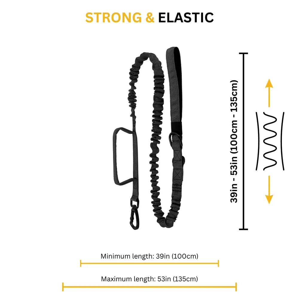 Military Tactical Dog Leash Adjustable Elastic Rope Dual Handles