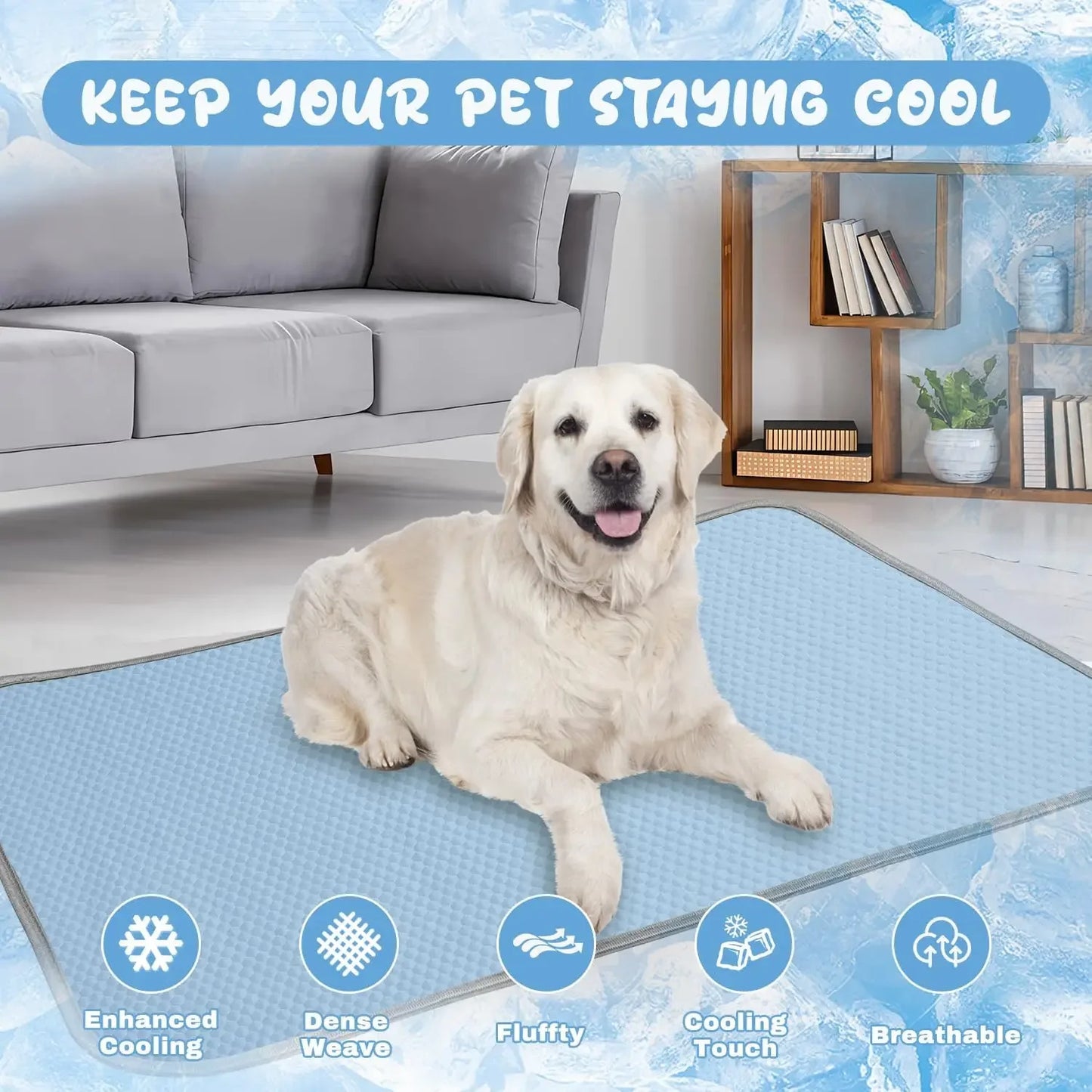 Self Cooling Dog Mat Ice Silk Pad Washable Crate Car