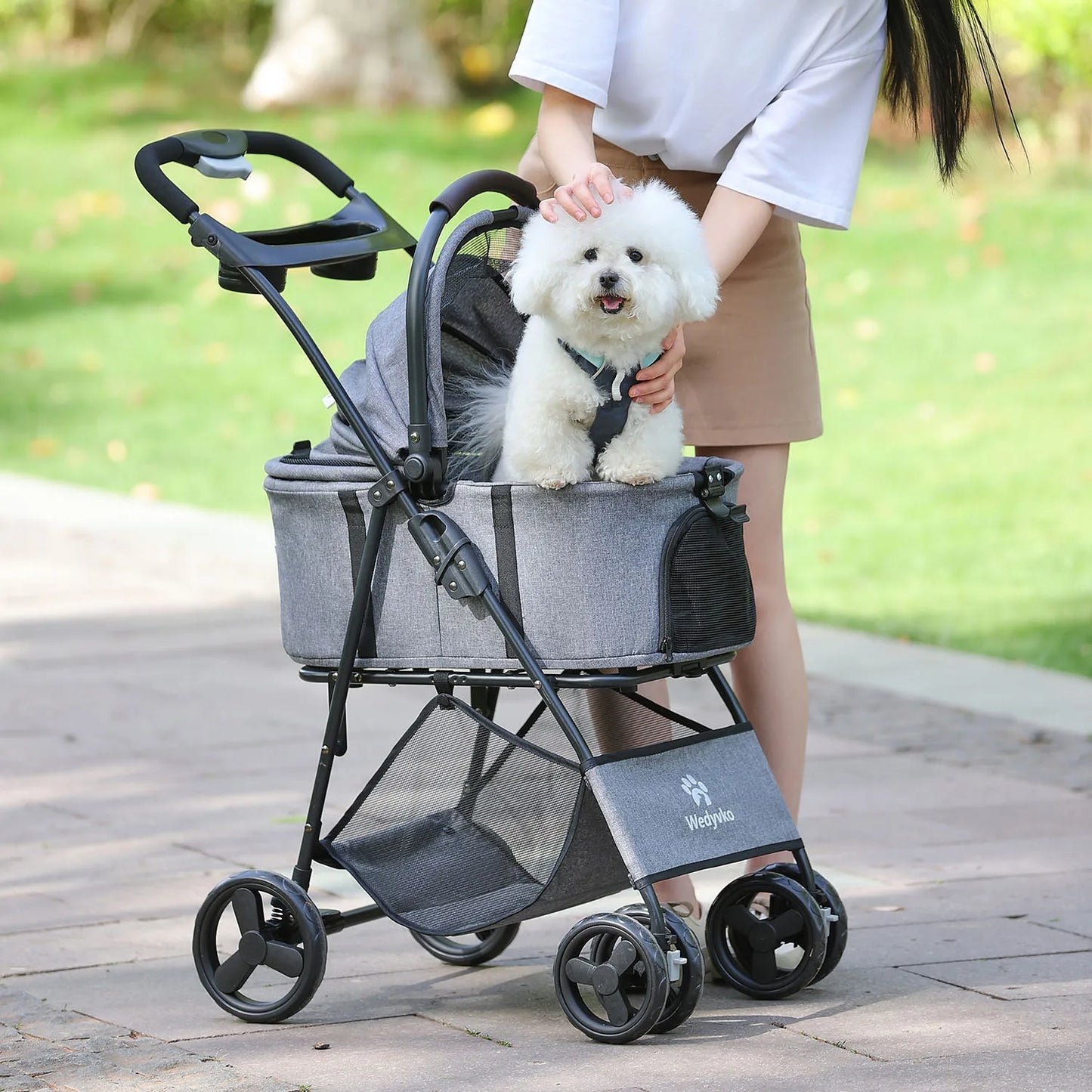 Three In One Foldable Pet Stroller With Removable Carrier All Terrain Waterproof