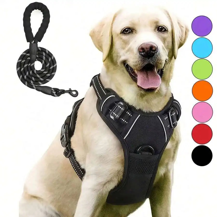 No-Pull Dog Harness With Dual Leash Clips Adjustable Padded Vest