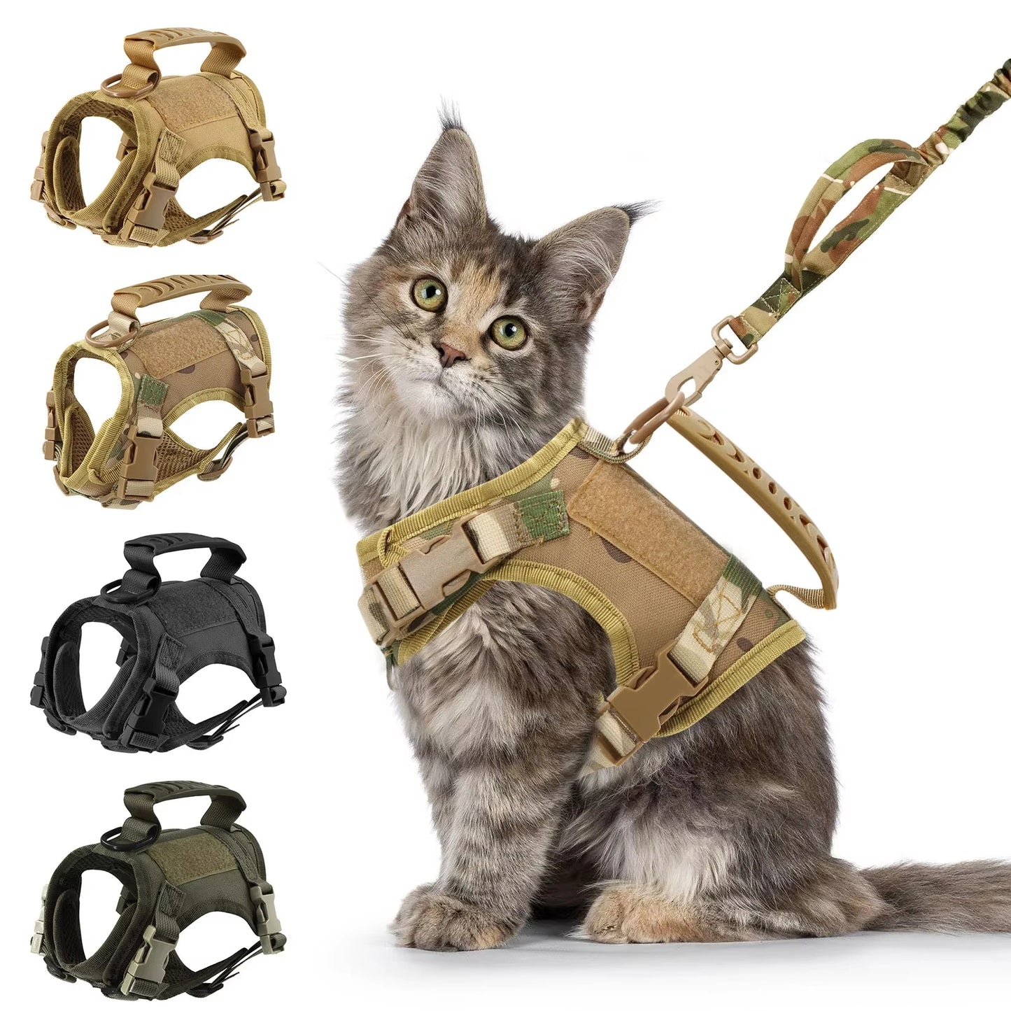 Cat Harness And Leash Set With Handle Adjustable Pet Vest