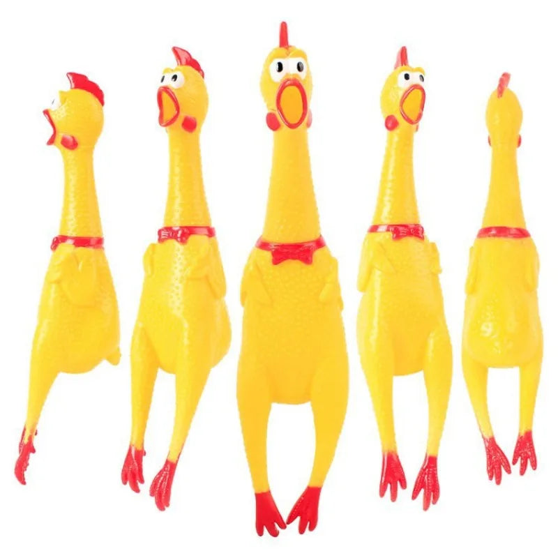 Dkstinye Squeaky Chicken Dog Toy Rubber Squeaker Chew Toy