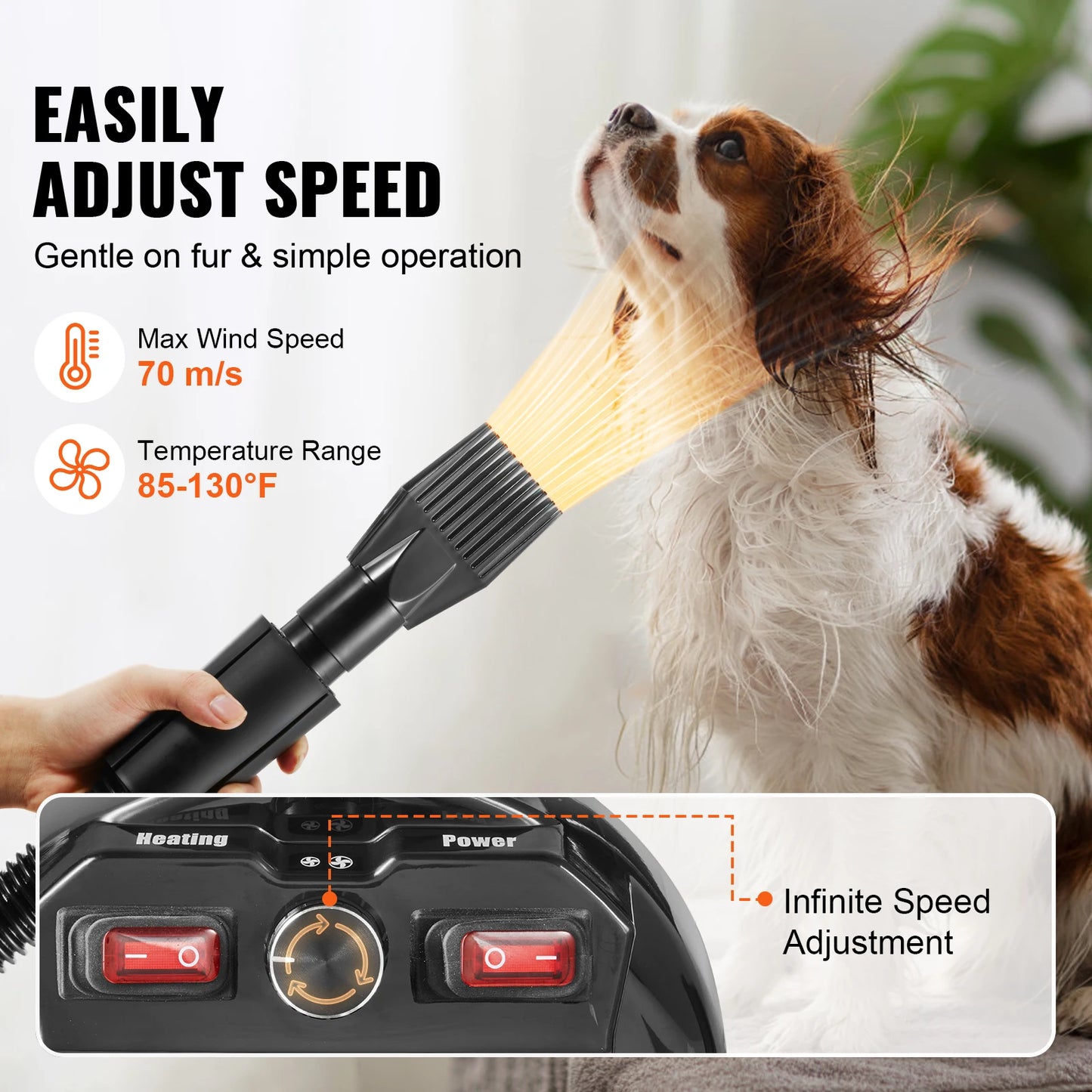 SucceBuy Dog Dryer With Adjustable Speed And Temperature Control