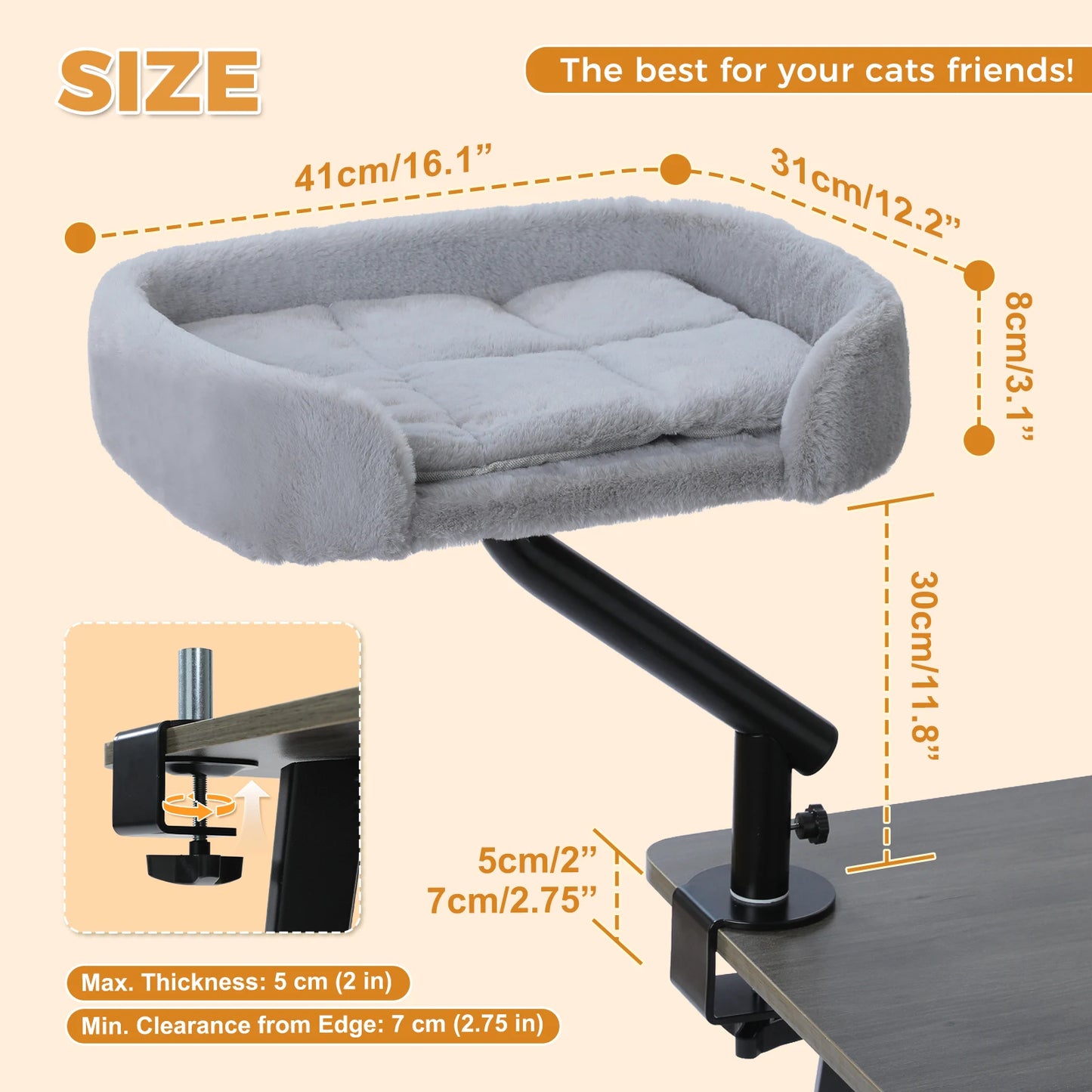 PAWZ Road Cat Desk Bed 360 Degree Rotatable Stand With Adjustable Hammock