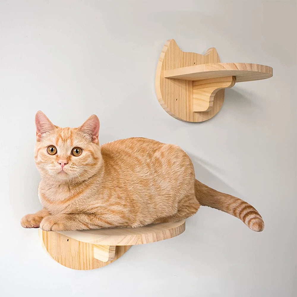 PETRAVEL Cat Wall Mounted Climbing Shelf Four Step Scratching Post