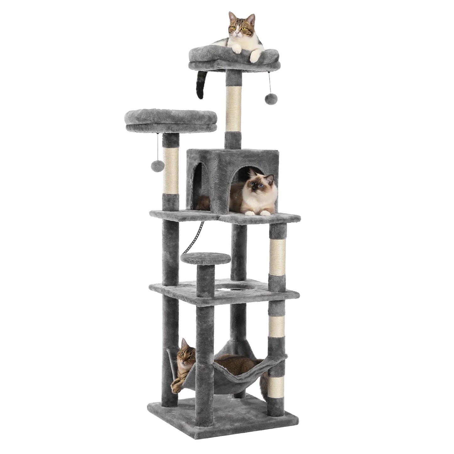 PAWZ Road Five Level Cat Tree Plush Cat Condo With Scratching Posts