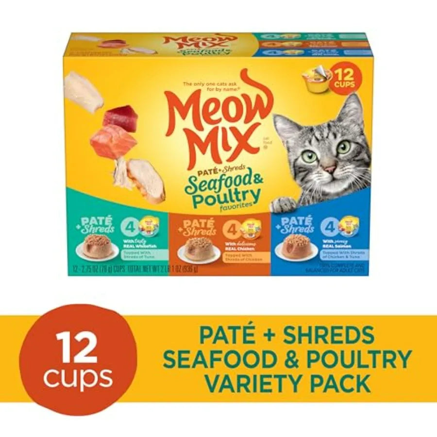Paté And Shreds Wet Cat Food Variety Pack Seafood And Poultry
