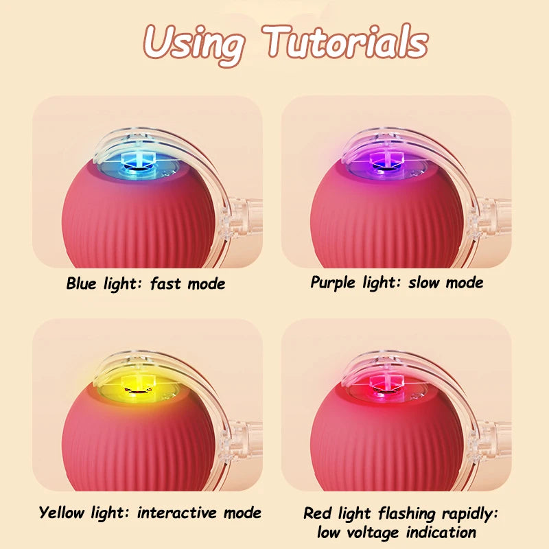 Cat Interactive Ball Toy Automatic Rolling Faux Tail Rechargeable