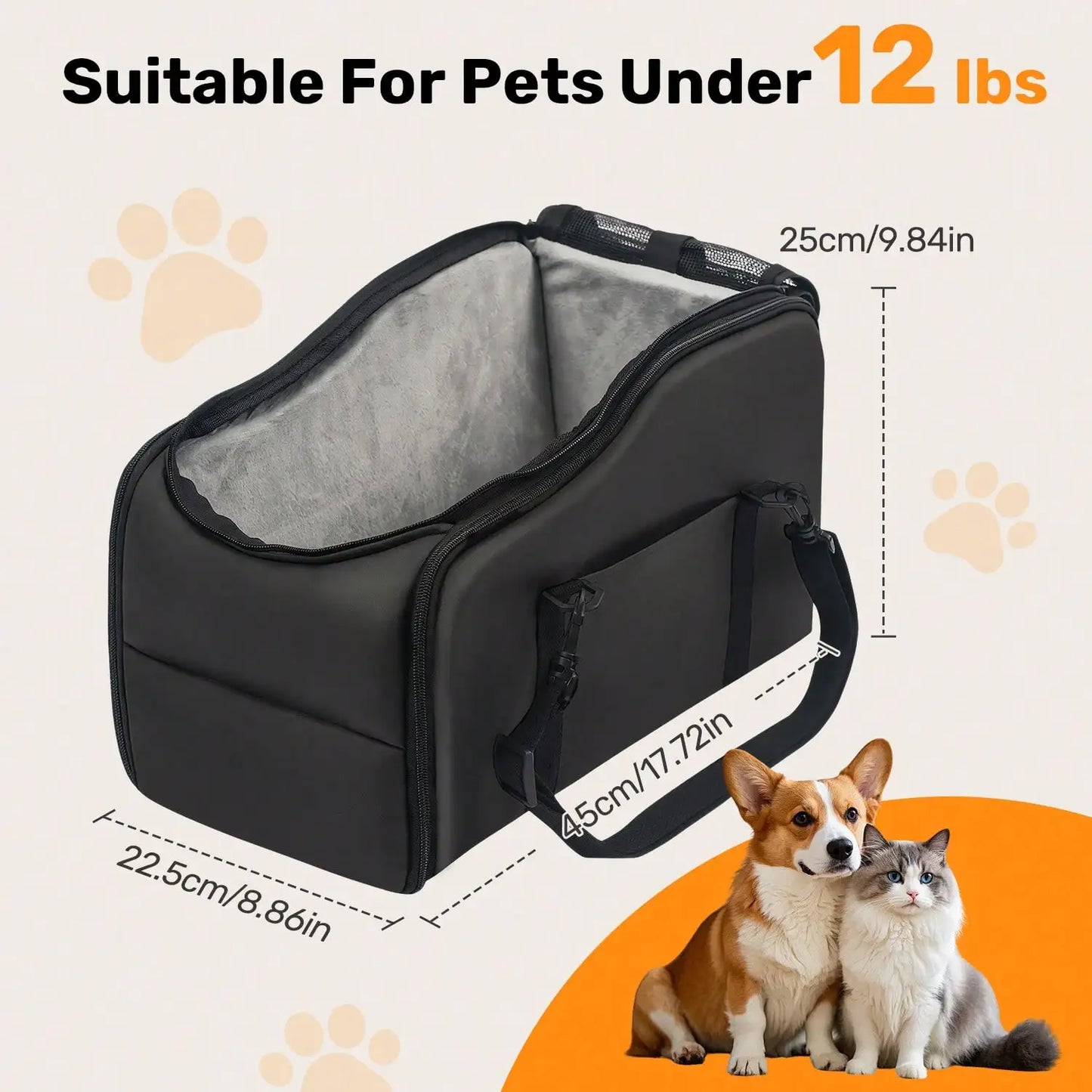 Center Console Pet Car Seat Carrier For Small Dogs Cats