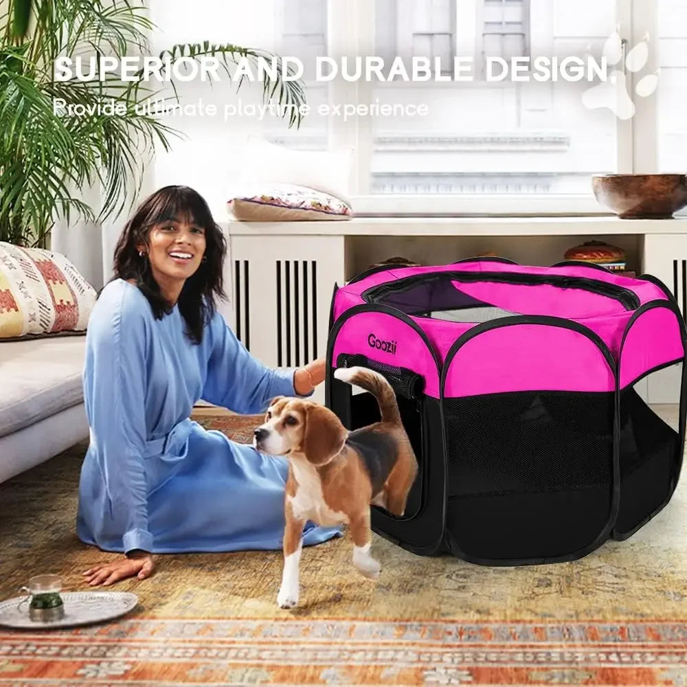 Portable Foldable Cat Playpen Enclosed Tent Zipper Top
