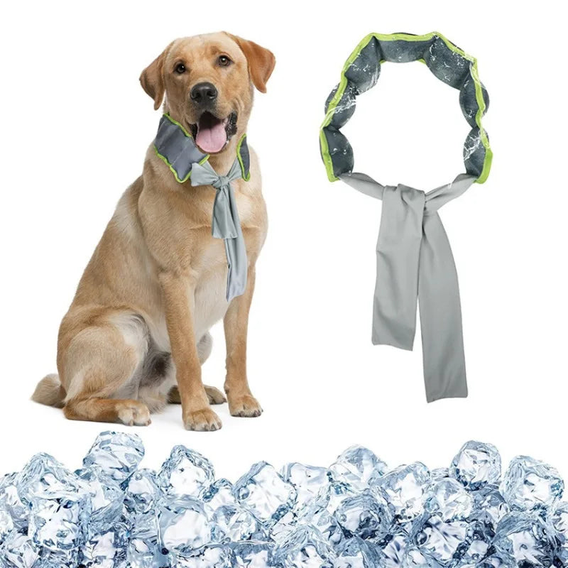 Dog Cooling Neck Bandana With Polymer Gel Filling Adjustable Knot