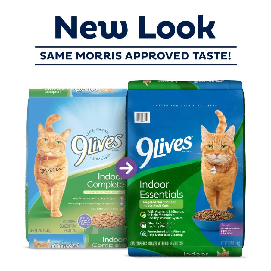 Indoor Essentials Dry Cat Food for Adult Cats Chicken and Salmon Flavors