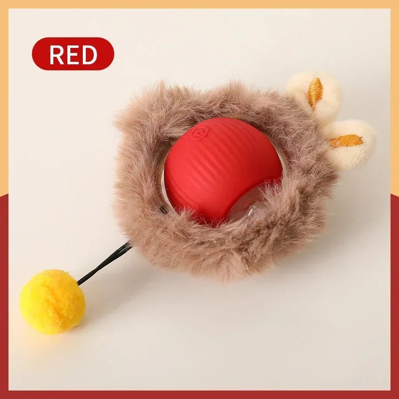 Cat Interactive Ball Toy Automatic Rolling Faux Tail Rechargeable