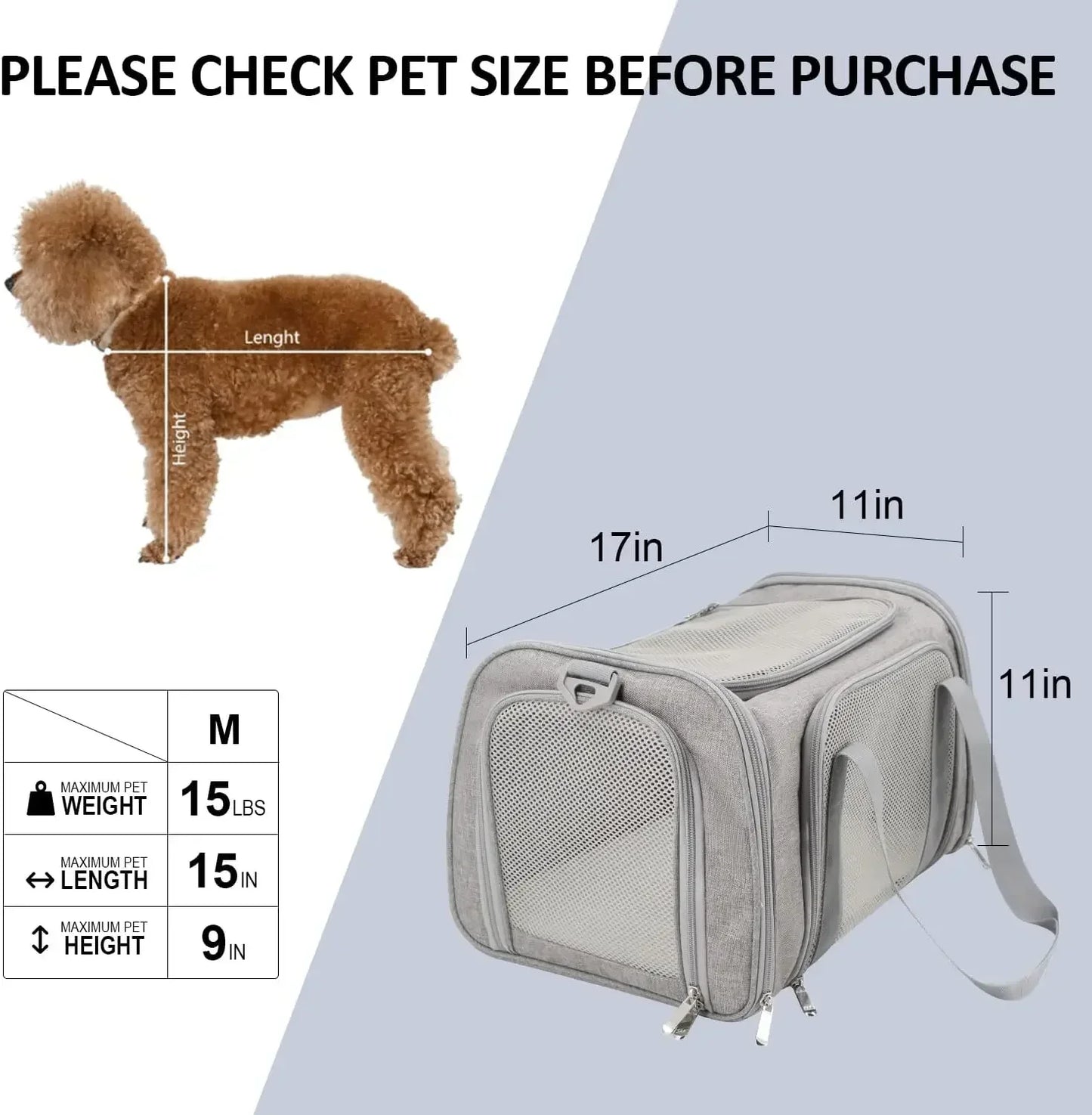 TSA Airline Approved Soft Sided Cat Carrier for Small Pets