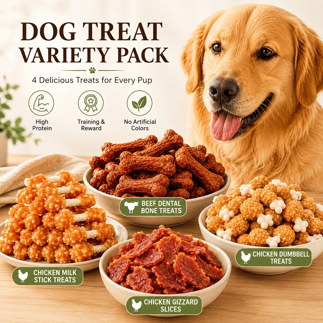 Helety Chicken Dog Dumbbells Treats for All Breeds High Protein