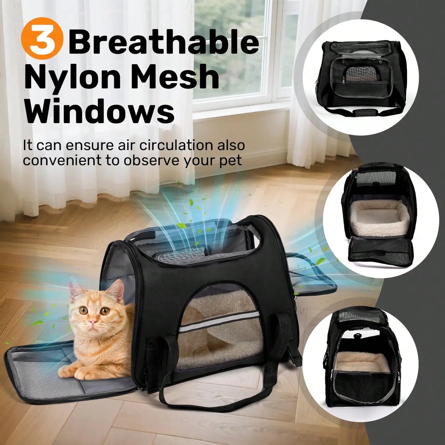 Breathable Pet Carrier Bag Airline Approved Foldable Travel Carrier