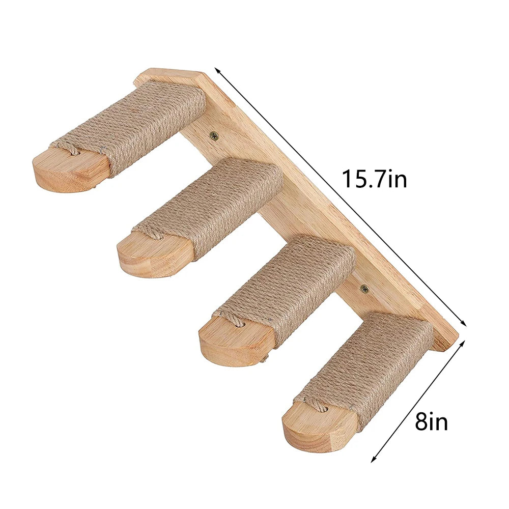 PETRAVEL Cat Wall Mounted Climbing Shelf Four Step Scratching Post