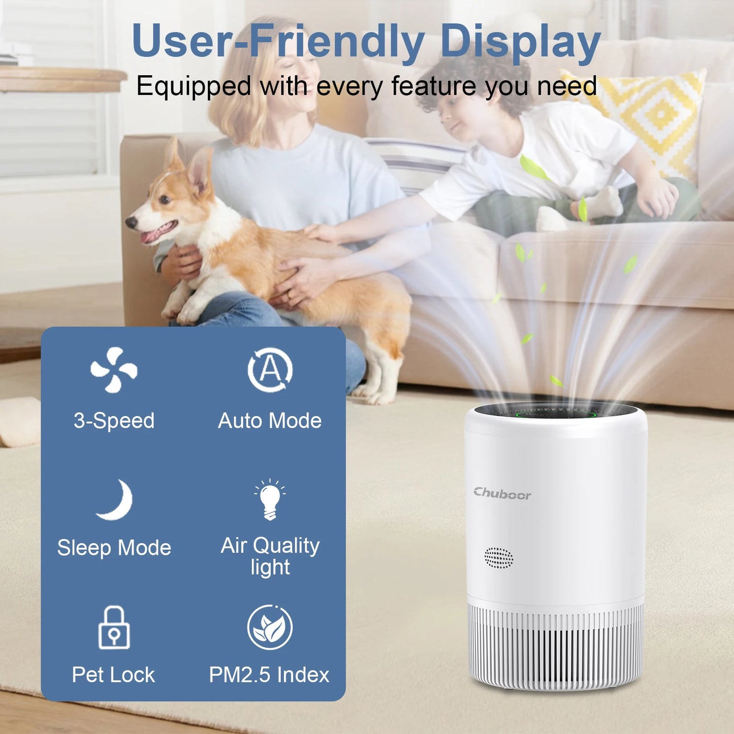 Chuboor Smart Air Purifier App Alexa Control PM25 Monitor
