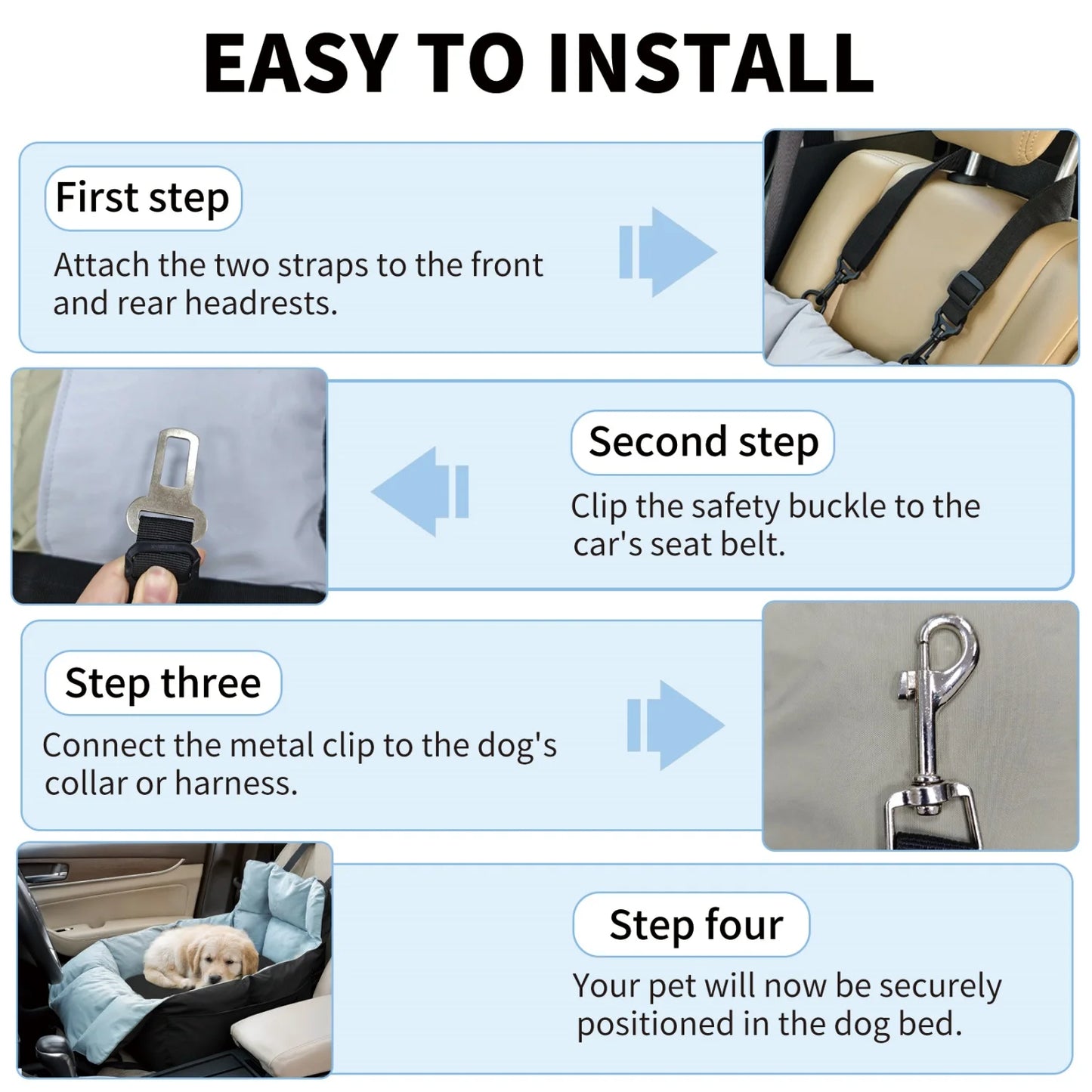 BINGOPAW Dog Car Seat Booster for Small Dogs with Belt