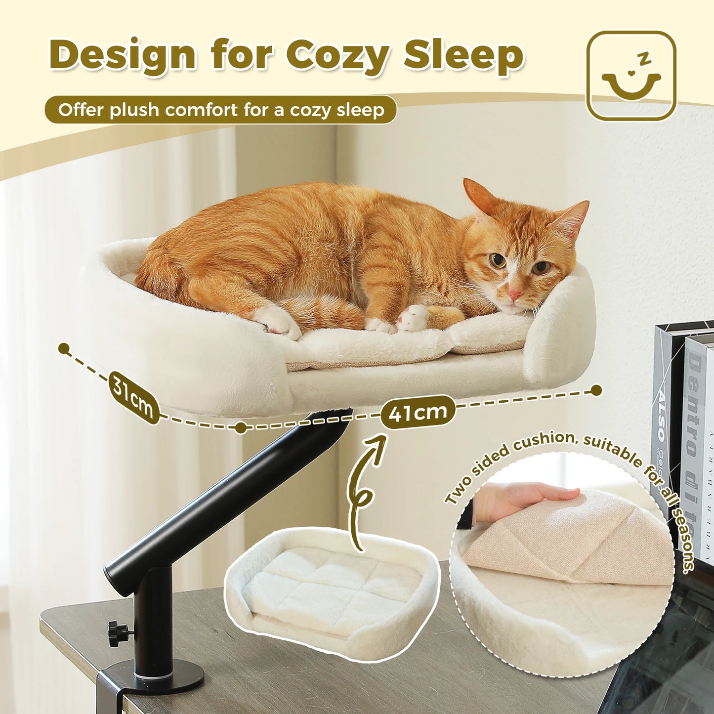 PAWZ Road Cat Desk Bed 360 Degree Rotatable Stand With Adjustable Hammock