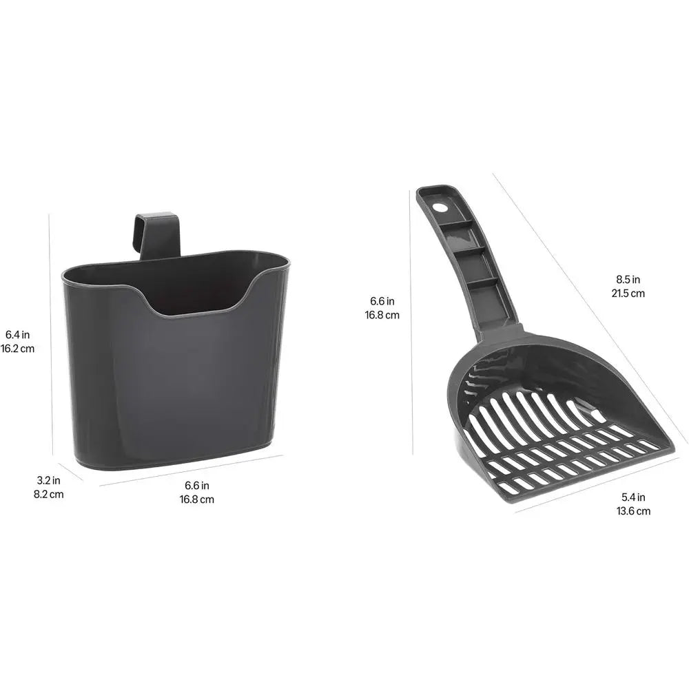 Durable Cat Litter Scoop With Holder Hangs On Litter Box