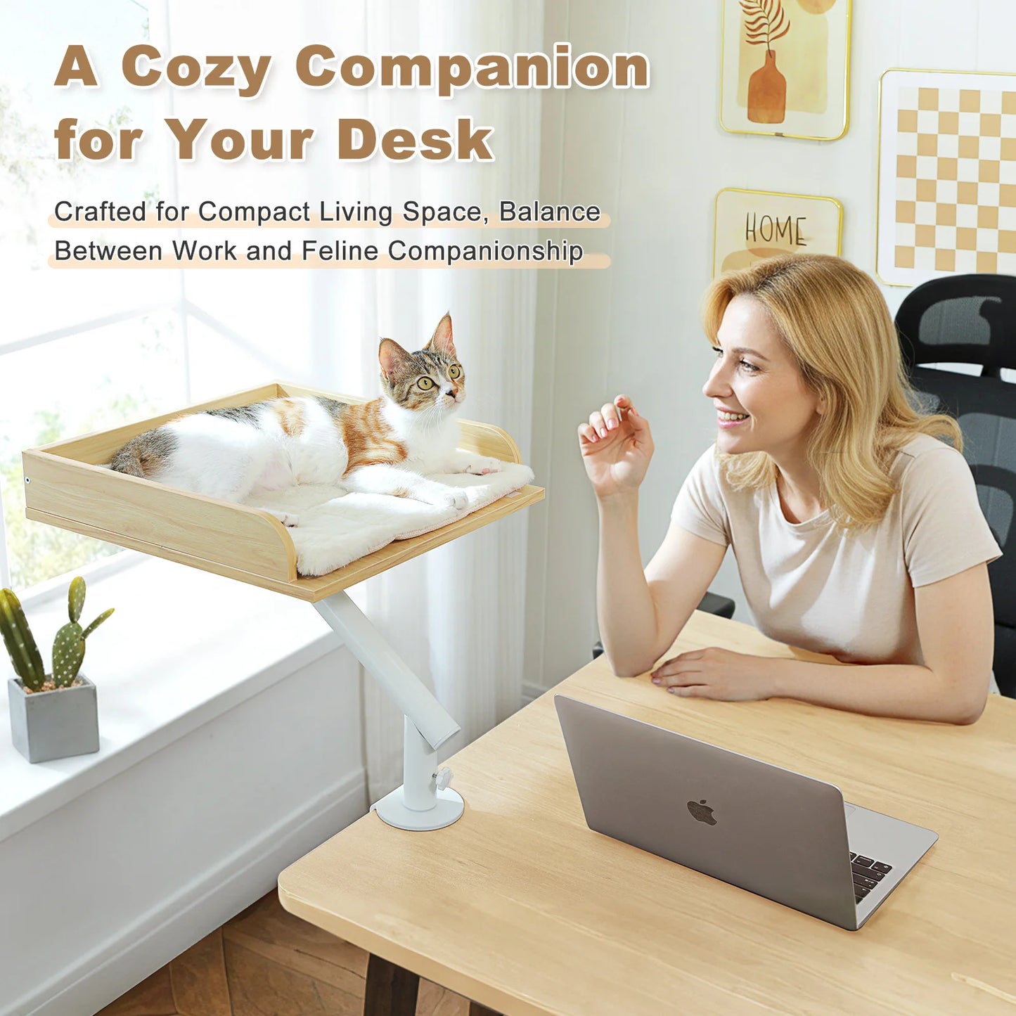 PAWZ Road Cat Desk Bed 360 Degree Rotatable Stand With Adjustable Hammock