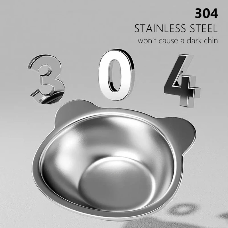 304 Stainless Steel Raised Cat Bowl With 15 Degree Tilted Neck Guard