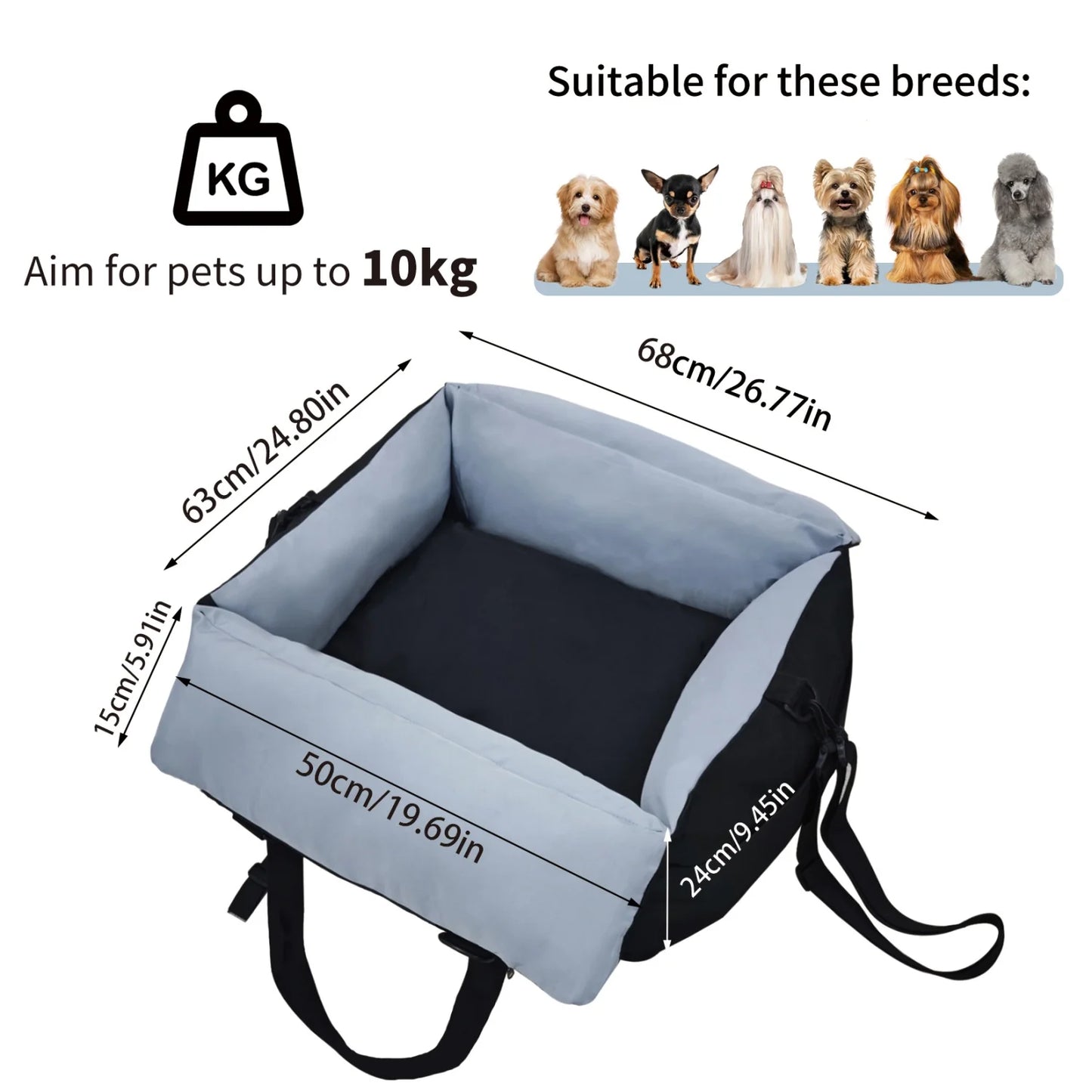 BINGOPAW Dog Car Seat Booster for Small Dogs with Belt