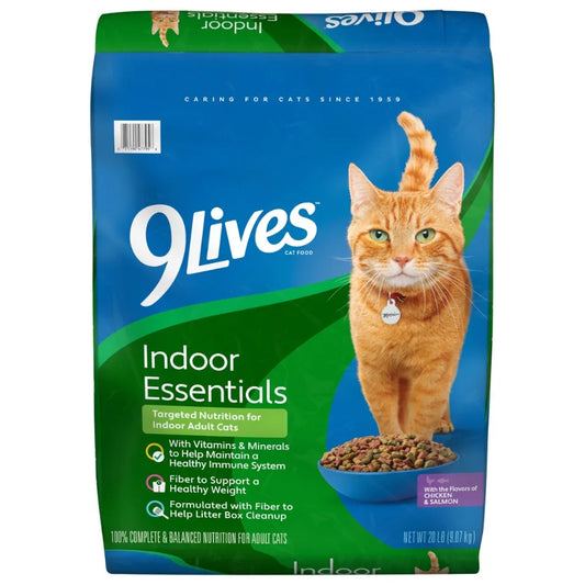 Indoor Essentials Dry Cat Food for Adult Cats Chicken and Salmon Flavors