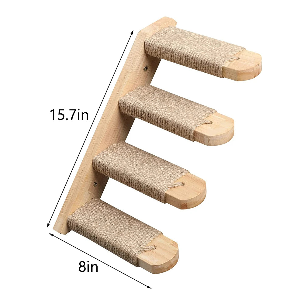 PETRAVEL Cat Wall Mounted Climbing Shelf Four Step Scratching Post