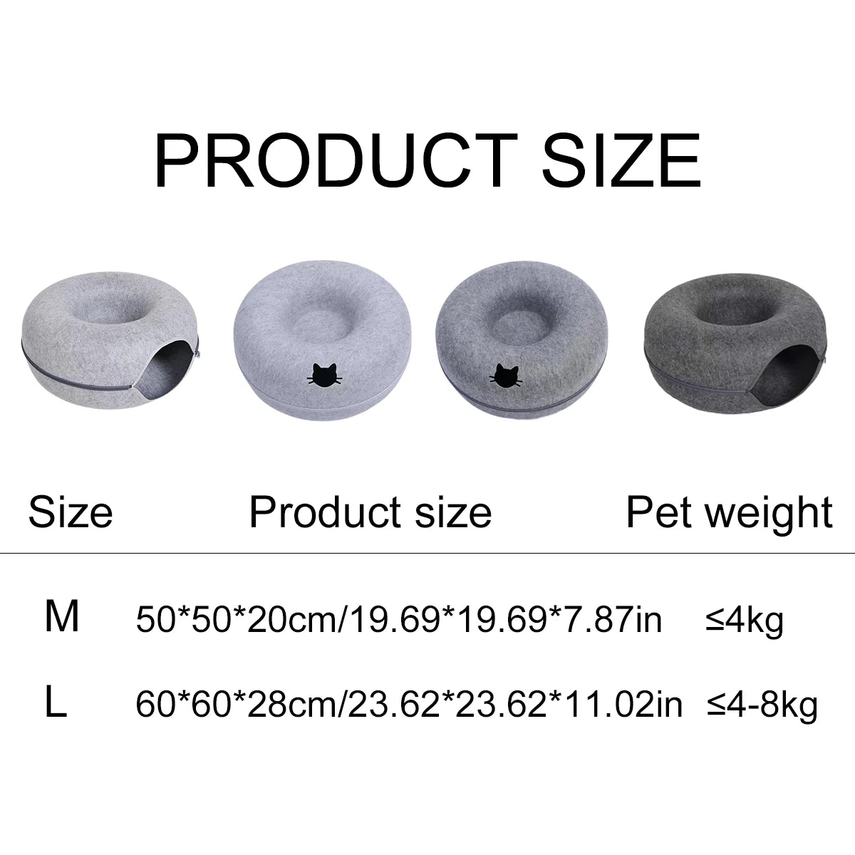 Donut Cat Bed With Interactive Tunnel For Cats And Kittens