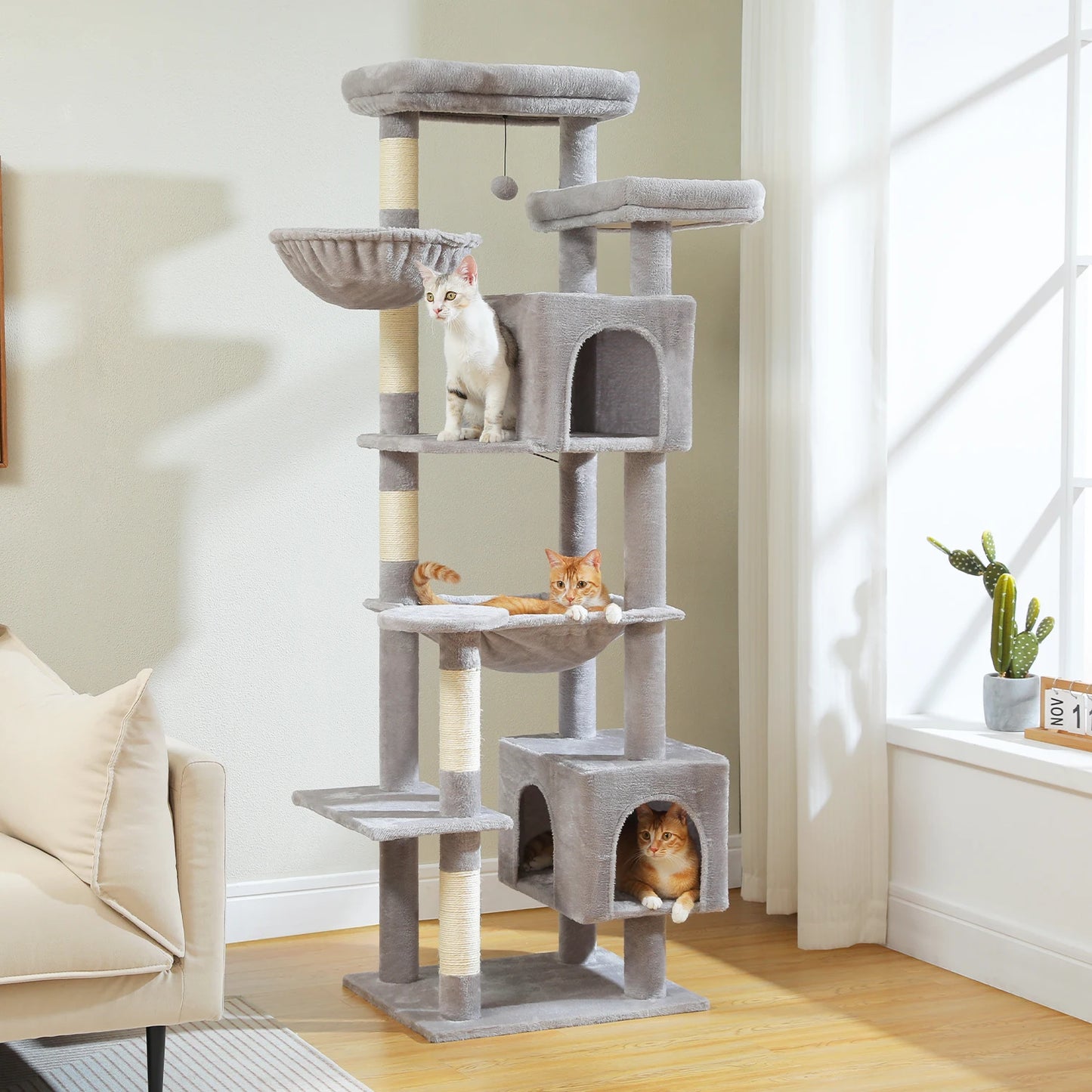 PAWZ Road Five Level Cat Tree Plush Cat Condo With Scratching Posts