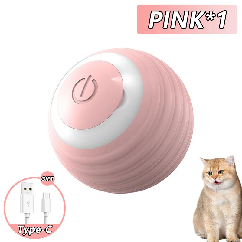 Cat Interactive Ball Toy Automatic Rolling Faux Tail Rechargeable