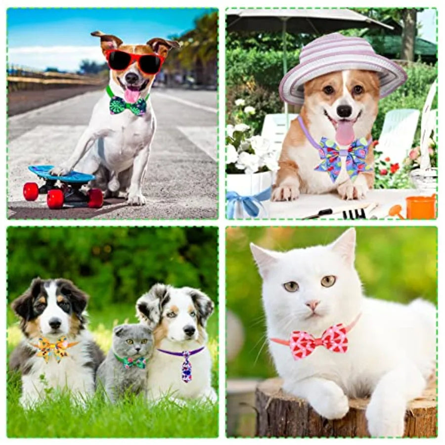 Adjustable Polyester Dog Bow Tie Collars Bulk For Grooming Pets