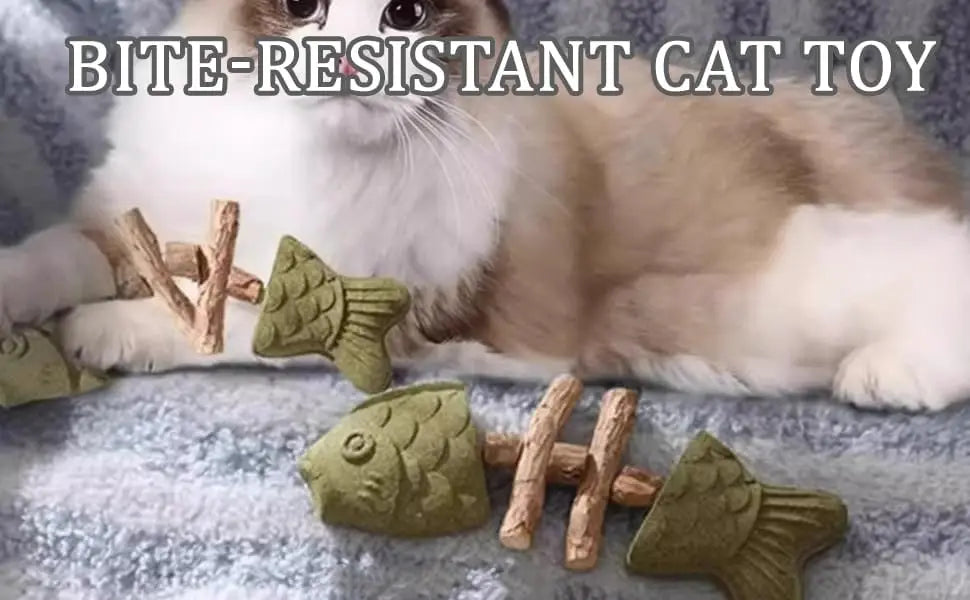 Dental Health Cat Chew Toy Fishbone Bite Resistant