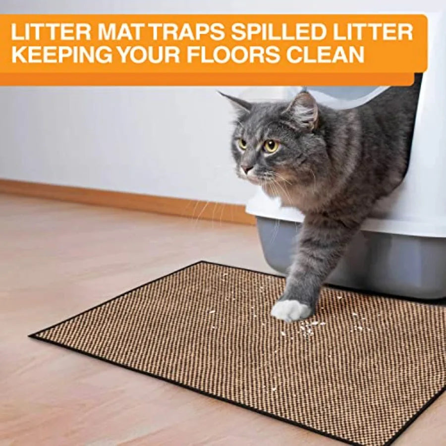 Neater Pets Jute Cat Litter Mat AntiSki With Checkered Design
