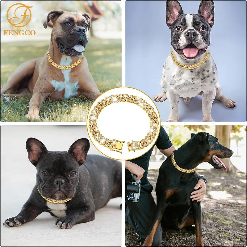 Stainless Steel Luxury Dog Chain Collar For Dogs And Cats