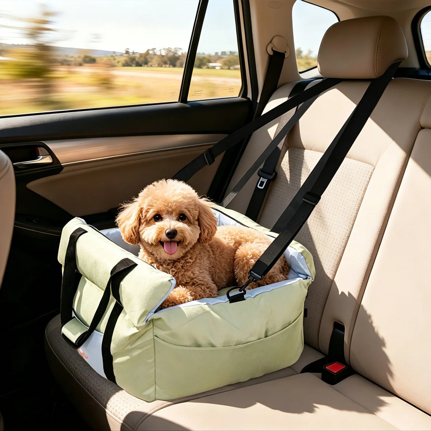 BINGOPAW Dog Car Seat Booster for Small Dogs with Belt