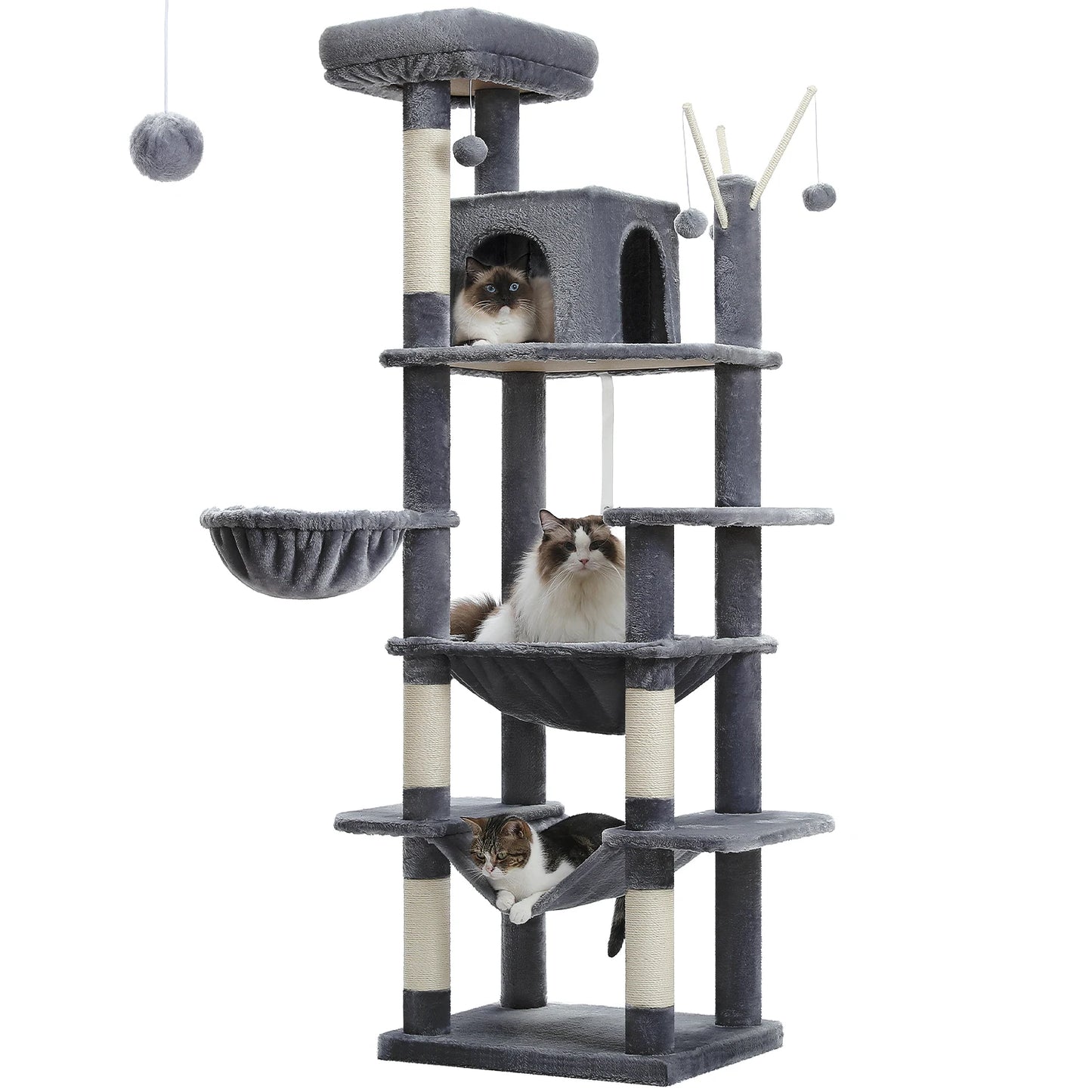 PAWZ Road Five Level Cat Tree Plush Cat Condo With Scratching Posts